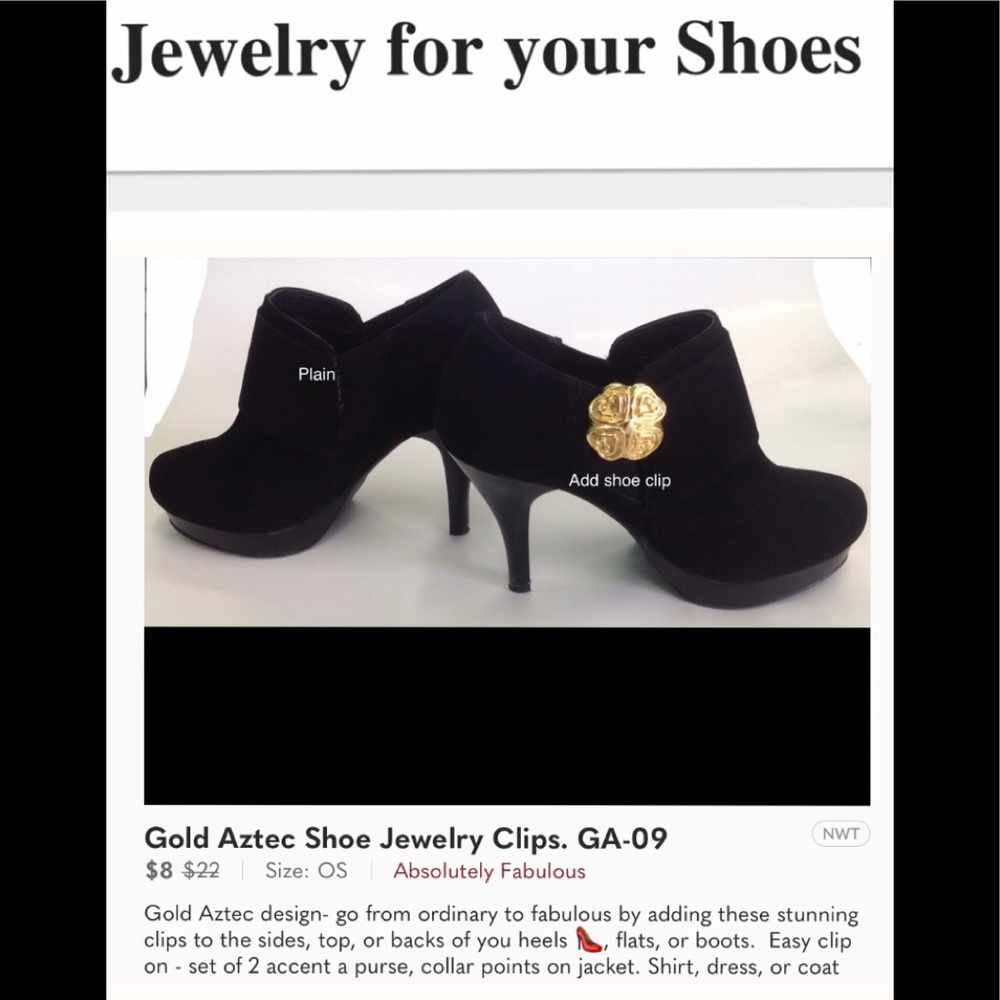 Gold Aztec Shoe Jewelry Clips. GA-09